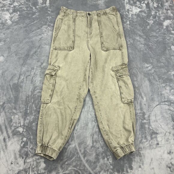 All Saints Cargo Pant Womens Sz 10 Green Frieda Denim Trouser 90s Jogger Relaxed - Picture 1 of 12